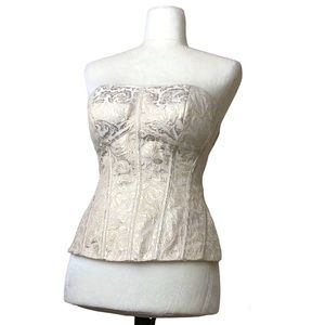 WHBM Gold Ivory Corset Satin Top